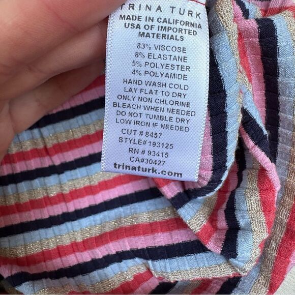 🏷️Trina Turk Blossom Nishi ribbed shirt Large - Picture 6 of 9